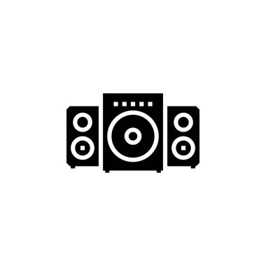 Hoparlör vektör simgesi. bilgisayar bileşeni simgesi katı biçimi. Logo, sunum, web sitesi ve daha fazlası için mükemmel bir kullanım. Basit modern simge tasarımı katı biçim