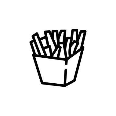 Patates kızartması vektör ikonu. Logo, sunum, uygulama, web sitesi ve daha fazlası için mükemmel bir kullanım. simge tasarımı biçimi