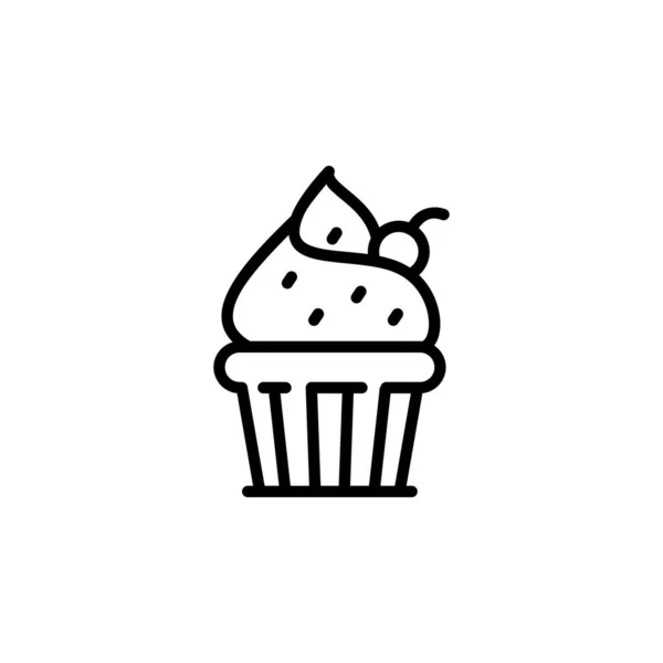 Cupcake Vector Icono Panadería Icono Contorno Estilo Uso Perfecto Para — Vector de stock