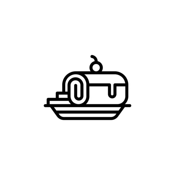Рулонний Торт Векторний Значок Стиль Контуру Піктограми Пекарні Ідеальне Використання — стоковий вектор
