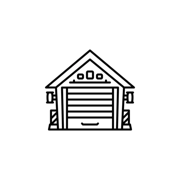 Garaj Vektör Simgesi Emlak Ikonu Taslak Tarzı Logo Sunum Web — Stok Vektör