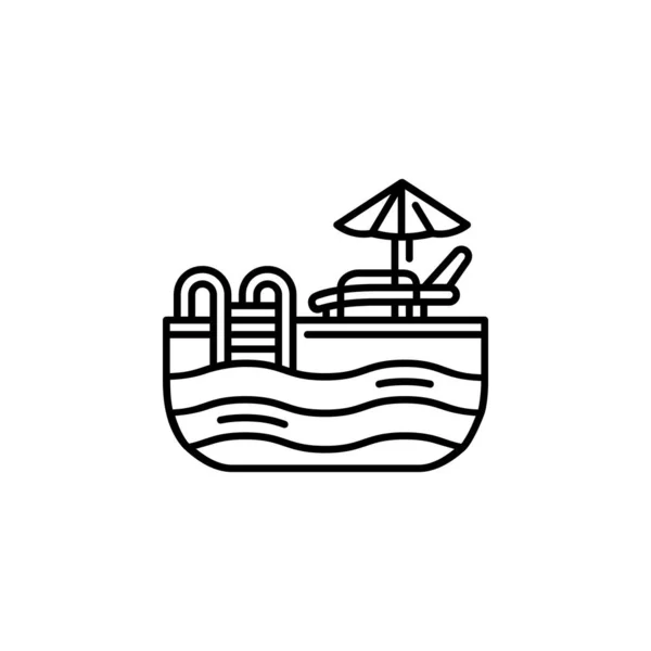 Havuz Vektör Simgesi Emlak Ikonu Taslak Tarzı Logo Sunum Web — Stok Vektör