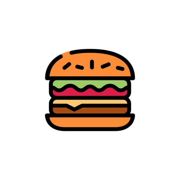 Εικονίδιο Φορέα Burger Φαγητό Και Ποτό Εικονίδιο Γεμάτο Γραμμή Στυλ — Διανυσματικό Αρχείο