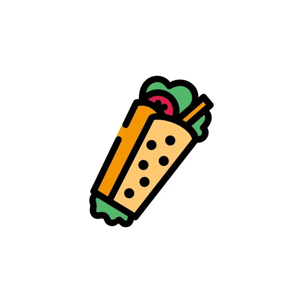 Burrito Vektor Symbol Essen Und Trinken Ikone Gefüllte Linie Stil — Stockvektor