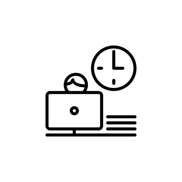 Ofis Saat Vektör Simgesi Ofis Ikonu Taslak Tarzı Logo Sunum — Stok Vektör