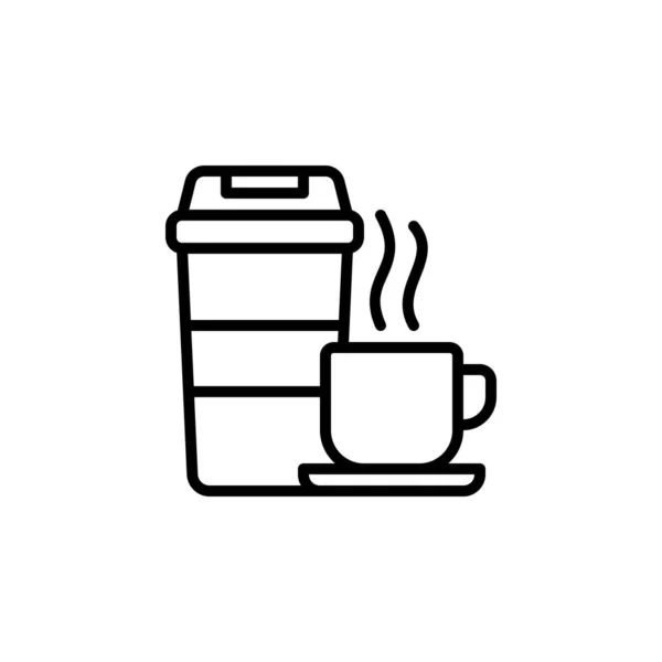 Kaffe Vektor Ikon Kontor Och Affärsikonen Skissera Stil Perfekt Användning — Stock vektor