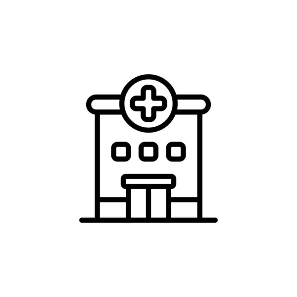 Будівля Лікарні Векторний Значок Стиль Контуру Піктограми Медицини Ідеальне Використання — стоковий вектор