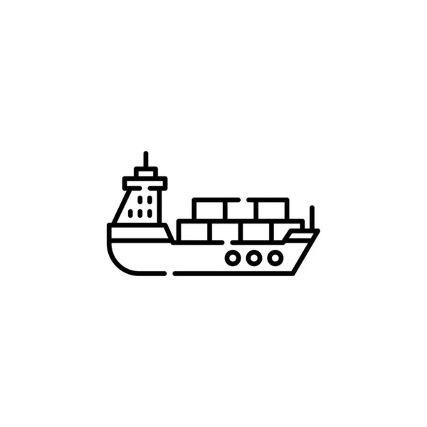 貨物船のベクトルアイコン 輸送アイコンのアウトラインスタイル ロゴやプレゼンテーション ウェブサイトなどに最適です シンプルな現代のアイコンデザインラインスタイル — ストックベクタ