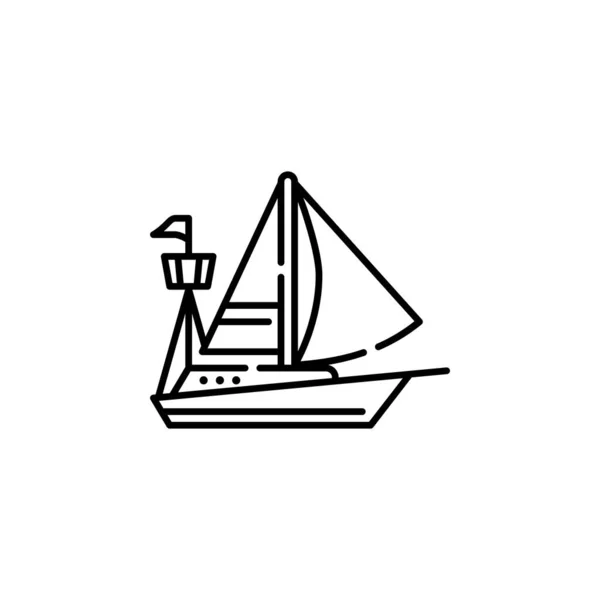 Yelkenli Tekne Vektör Simgesi Ulaşım Simgesi Taslak Biçimi Logo Sunum — Stok Vektör