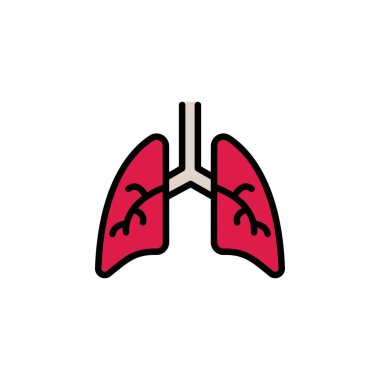 Akciğer vektör simgesi. tıp ikonu renk ana hatları biçimi. Logo, sunum, web sitesi ve daha fazlası için mükemmel bir kullanım. Basit modern simge tasarımı satır biçimi