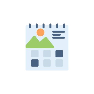 Takvim vektör simgesi düz biçimi. Sunum, web sitesi, uygulama ve daha fazlası için mükemmel bir kullanım. Basit modern simge tasarımı renk biçimi