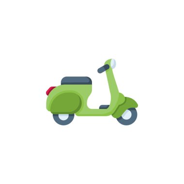 Scooter vektör simgesi. Ulaşım ve araç simgesi düz stil. Simge, logo, illüstrasyon, web sitesi ve daha fazlası için mükemmel bir kullanım. simge tasarımı renk biçimi