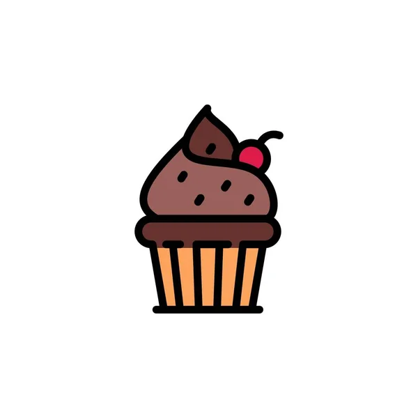 Cupcake Vector Icon Bakery Icon Filled Line Style Perfect Use — Stock Vector