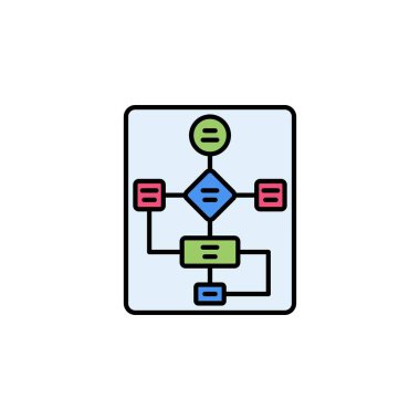 Algoritma vektör doldurulmuş satır biçimi. Web sitesi, başvuru, ticaret, sunum, logo ve daha fazlası için mükemmel. Basit, ince ve modern renk çizgisi simgesi