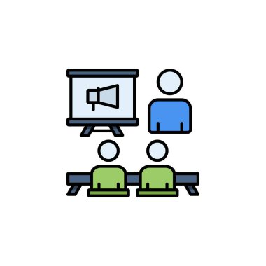 Pazarlama eğitim vektör çizgisi doldurma biçimi. Web sitesi, başvuru, ticaret, sunum, logo ve daha fazlası için mükemmel. modern renk çizgisi simgesi