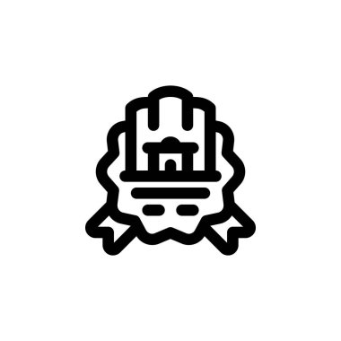 Otel rozet vektör ikonu. Emlak ikonu taslak tarzı. Logo, sunum, web sitesi ve daha fazlası için mükemmel bir kullanım. Basit modern simge tasarım biçimi