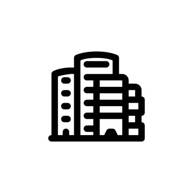 Şehir inşa vektör simgesi. Emlak ikonu taslak tarzı. Logo, sunum, web sitesi ve daha fazlası için mükemmel bir kullanım. Basit modern simge tasarım biçimi