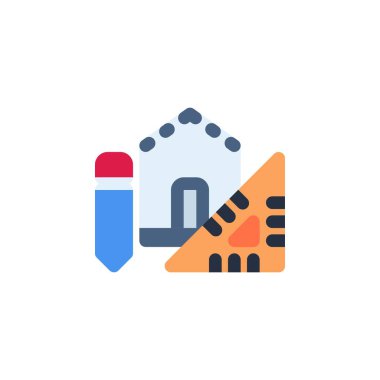 mimari vektör simgesi. Emlak simgesi düz stil. Logo, sunum, web sitesi ve daha fazlası için mükemmel bir kullanım. Basit modern simge tasarımı renk biçimi