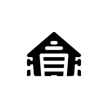 Garaj vektör simgesi. Gayrimenkul simgesi tarzı. Logo, sunum, web sitesi ve daha fazlası için mükemmel bir kullanım. Basit modern simge tasarımı kabartma biçimi