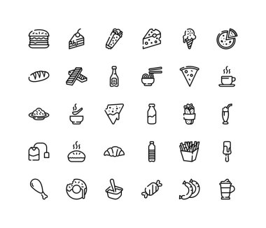 yiyecek, içecek, menü ve içecek vektör ikonu dizayn çizgisi tarzı. Logo, sunum, web sitesi ve daha fazlası için mükemmel bir kullanım. modern simge dizayn ana hatları biçimi
