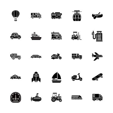 Ulaşım, ulaşım ve araç vektör simgesi katı tasarım biçimi. Logo, sunum, web sitesi ve daha fazlası için mükemmel bir kullanım. modern simge seti tasarım kabartma biçimi