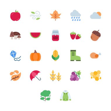 Sonbahar, sezon ve doğa vektör ikonu dizayn düz stil. Logo, sunum, web sitesi ve daha fazlası için mükemmel bir kullanım. modern simge dizayn renk biçimi