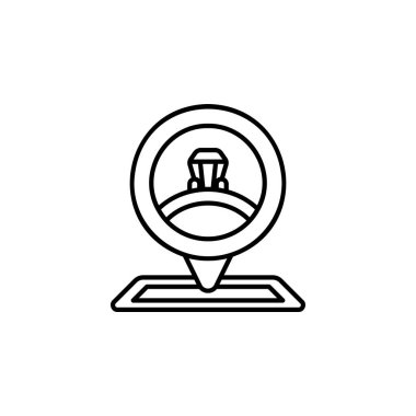 Mücevher haritası konum vektör simgesi. Mücevher ikonu tarzı. Logo, sunum, web sitesi ve daha fazlası için mükemmel bir kullanım. modern simge tasarımı özet biçimi