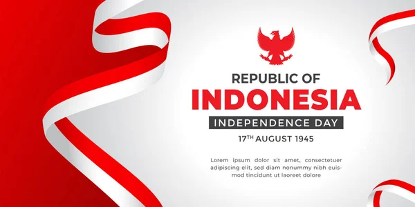 インドネシア独立記念日 インドネシア自由の背景 インドネシア旗赤白 — ストックベクタ