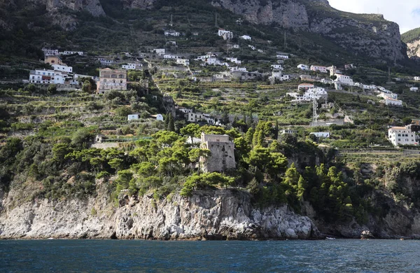 Uitzicht Amalfikust Vanaf Zee Italië Hoge Kwaliteit Foto — Stockfoto