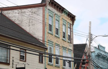 Lunenburg 'un karakteristik evleri. Yüksek kalite fotoğraf