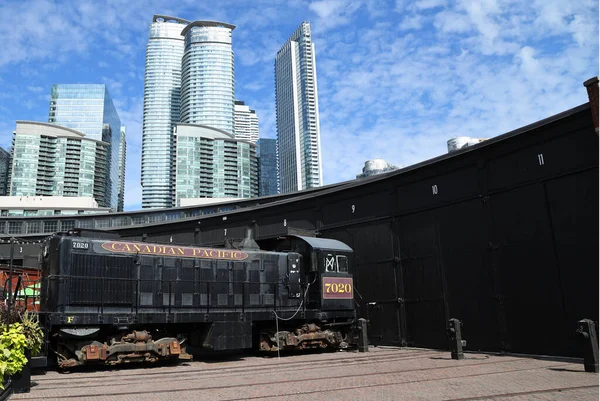 Locomotora Antigua Exhibición Museo Del Ferrocarril Toronto Canadá Foto Alta — Foto de Stock