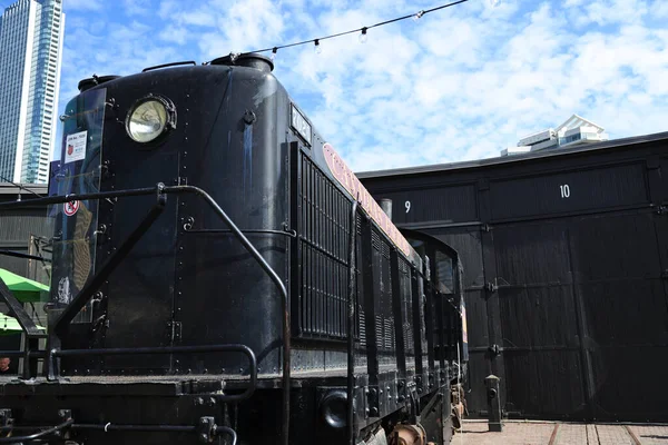 stock image Antique locomotive on display at the Railway Museum in Toronto, Canada. High quality photo