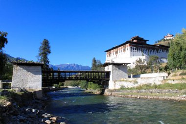 Paro, Butan 'daki Rinpung Dzong Budist Manastırı. Yüksek kalite fotoğraf