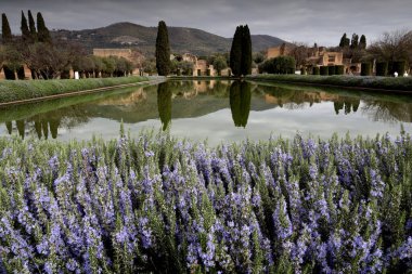 Tivoli, Roma 'daki Villa Adriana' nın Pecile 'ı. Yüksek kalite fotoğraf