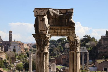 Roma, İtalya 'daki İmparatorluk Forumlarının detayları. Yüksek kalite fotoğraf