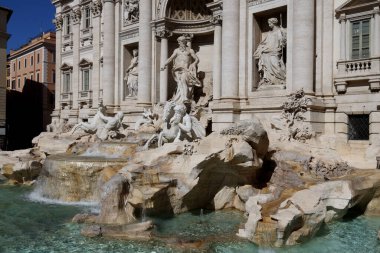 İtalya, Roma 'daki Trevi Çeşmesi manzarası. Yüksek kalite fotoğraf