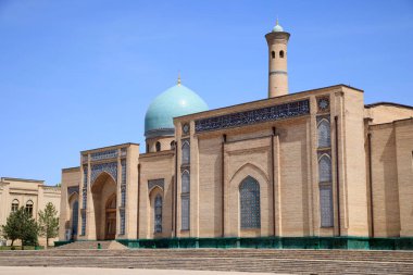 Özbekistan, Taşkent 'teki Khast İmam Kompleksinin ayrıntılı görünümü. Yüksek kalite fotoğraf