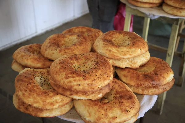 Chléb Prodej Trhu Taškentu Uzbekistánu Kvalitní Fotografie — Stock fotografie