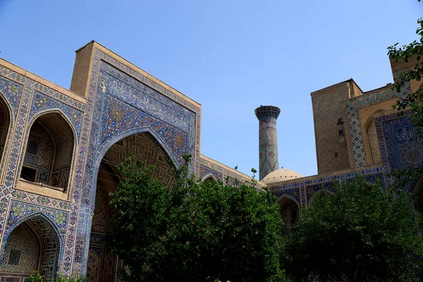 stock image Inner courtyard of the UlugBek Madrasah in Samarkand, Uzbekistan. High quality photo
