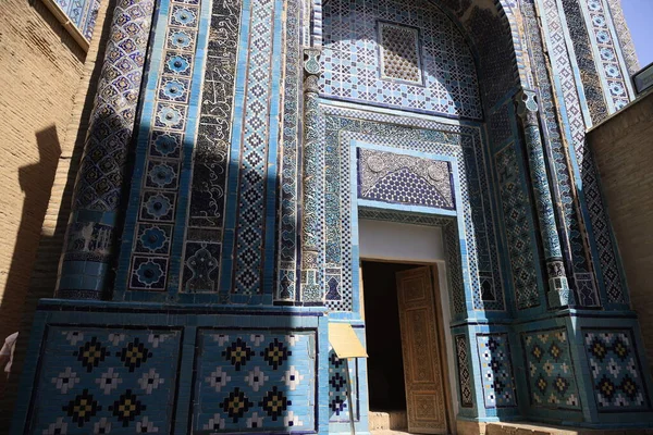 Fachada Mausoleo Necrópolis Shakhi Zinda Samarcanda Uzbekistán Foto Alta Calidad —  Fotos de Stock