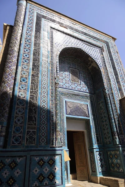 Mausoléu Fachada Necrópole Shakhi Zinda Samarcanda Uzbequistão Foto Alta Qualidade — Fotografia de Stock