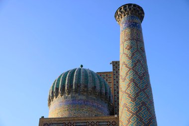 Özbekistan, Semerkant 'taki Registan meydanının ayrıntıları. Yüksek kalite fotoğraf