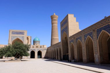 Poi Kalyan kompleksi, cami manzarası, Buhara, Özbekistan. Yüksek kalite fotoğraf