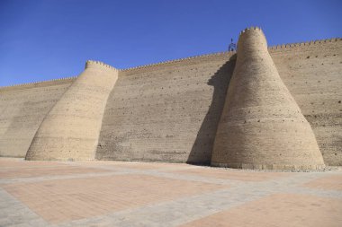 Buhara, Özbekistan 'daki Ark kalesinin duvarları. Yüksek kalite fotoğraf