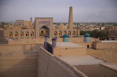 Özbekistan, gün batımında antik Khiva kenti. Yüksek kalite fotoğraf