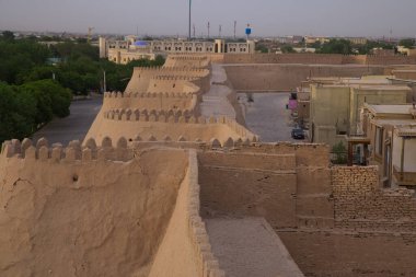 Özbekistan, gün batımında antik Khiva kenti. Yüksek kalite fotoğraf