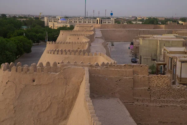 Antiga Cidade Khiva Pôr Sol Uzbequistão Foto Alta Qualidade — Fotografia de Stock