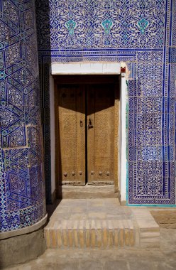 Özbekistan, Khiva 'daki Kuhna Ark Kalesi' nin iç dekorasyonları. Yüksek kalite fotoğraf