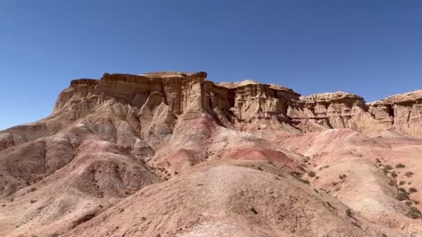 Panoramautsikt Över Tsagaan Suvarga Klippformation Mongoliet Högkvalitativ Film — Stockvideo