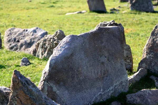 Deer Stone Monuments Square Graves Temeen Chuluu Mongolia High Quality — Stock Photo, Image